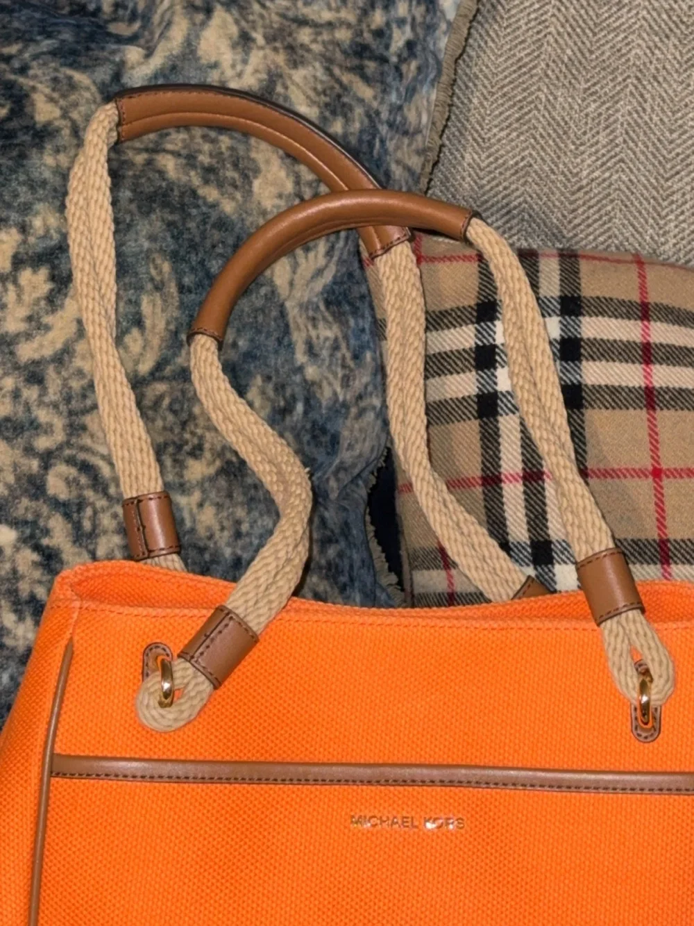 NWT $258 Michael Kors Talia Apricot LG Grab Canvas Tote Purse/Handbag/Authentic - Picture 4 of 8